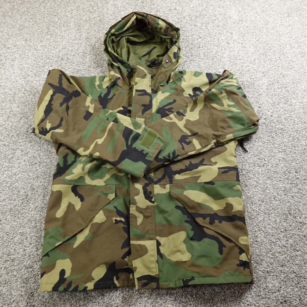 VTG Military Jacket Mens M Green M81 Woodland Camo Army Cold Weather Parka Coat
